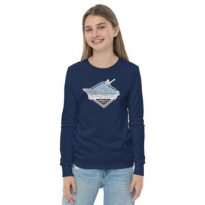 Youth deep sea fishing charters long sleeve tee navy