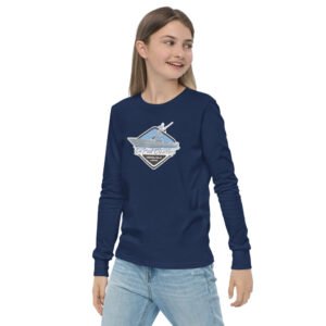 Youth deep sea fishing charters long sleeve tee navy