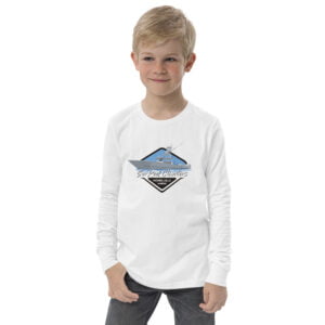 Youth deep sea fishing charters long sleeve tee white