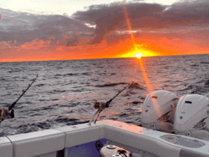 sunset on the ocean sport fishing trip Waikiki and Hawaii